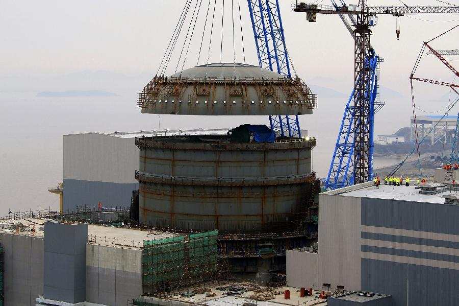 全国首台AP1000三代核电机组安全壳封顶